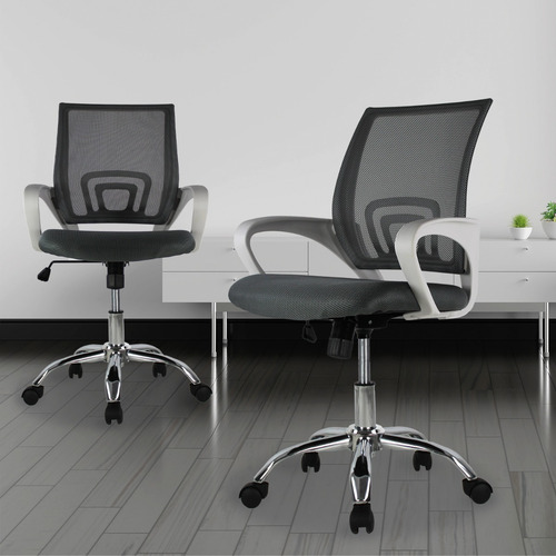 Silla Ergonomica Mundo In Jm-107 Respaldo Mesh Apoyabrazos Color Gris