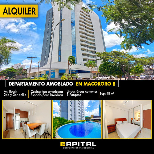 Alquiler Departamento Amoblado De 1 Dormitorio Cerca De Equipetrol