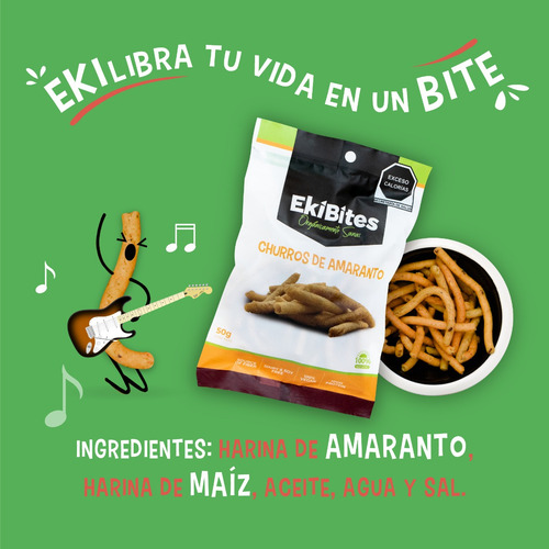 Churros De Amaranto Ekibites Natural 50g (40 Pack)
