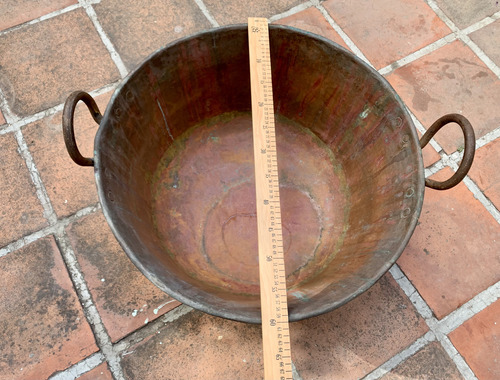 Antiguo Cazo De Cobre Grande Artesanal (Usado)