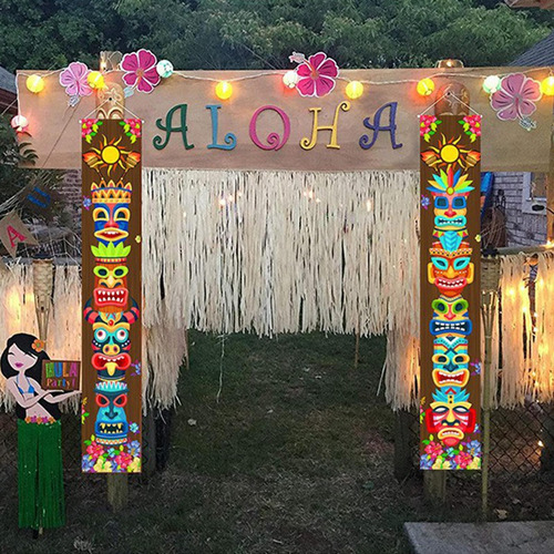 1 Par De Pancartas Para Puerta, Luau Hawaiano, Decoración