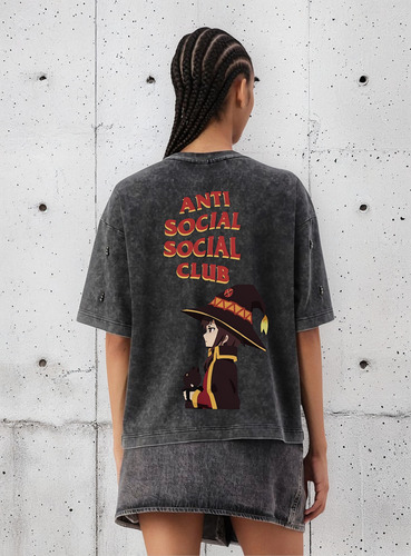 Playera Para Mujer Acid Wash Antisocial Socialsocial Club