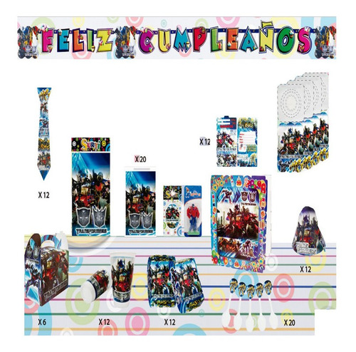 Decoración Infantil Fiesta Transformers Set X24