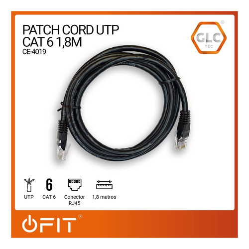 Imagen 2 de 11 de Patch Cord Utp Glc Cat 6 De 1.80 Metros