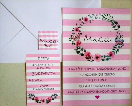 Invitaciones Tarjetas Casamiento Quince Años 15 Años