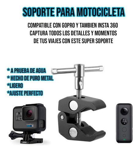 Soporte Universal P/moto Metálico Contra Agua Insta360-gopro