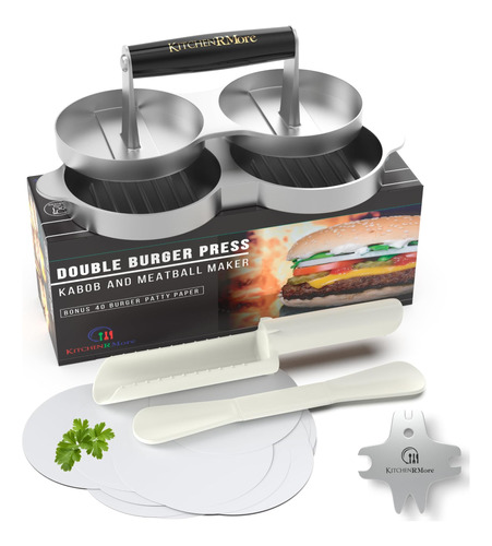 Kitchen Rmore Prensa Doble Para Hamburguesas + Kabob Maker +