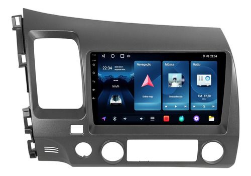 Multimidia Honda Civic G8 2007/2011 Android 14 4gb 64gb 9p