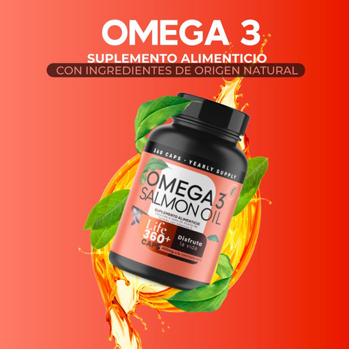 Imagen 3 de 7 de Omega 3 De Salmon Oil 360 Capsulas Con Epa Y Dha - Life 360+ Sabor Sin Sabor (360 Capsulas)