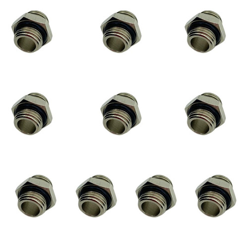 Kit 10 Peças Niple Uniao Reta Rosca 1/4x1/4 Bsp Macho Latão