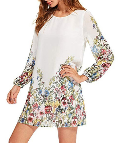 Vestido Talla S De Fiesta De Gasa Blanco Floral Importado