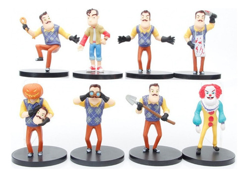 8pcs/set Hello Neighbor Acción Figura Modelo Juguete Regalo