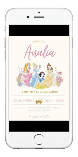 Invitación Cumpleaños Tarjeta Digital Castillo Princesas