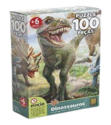 Quebra Cabeça Puzzle 100 Peças Dinossauros - Grow