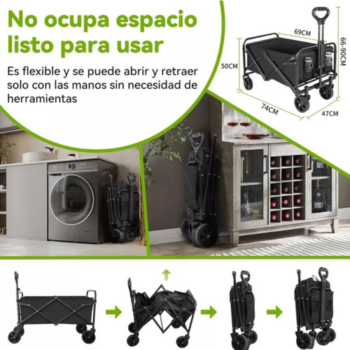 Carrito Vagón Plegable Portátil Multiusos Resistente Cámping
