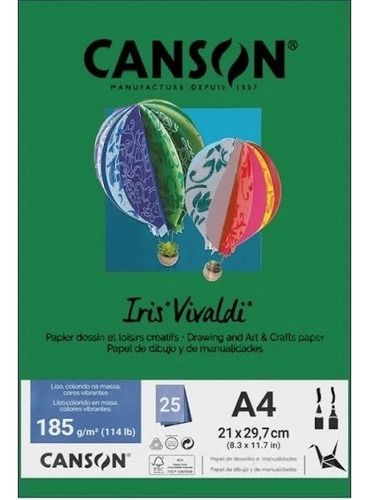 Papel Canson Color Iris Vivaldi Verde Escuro A4 185g/m