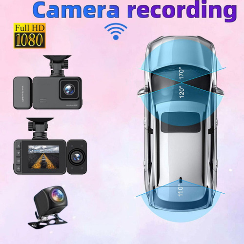 1080p Cámara De Coche De Tres Vías Con Monitoreo En Tiempo