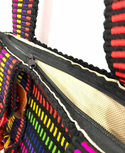 Imagen 2 de 3 de Bolso Wayúu Artesanal Cremallera Multicolor Oiginal Guajiro