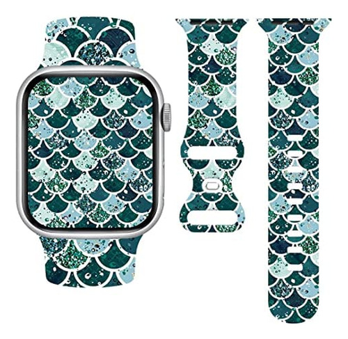 Fish Scales Green Watch Series 7 Iwatch Band Compatible Con