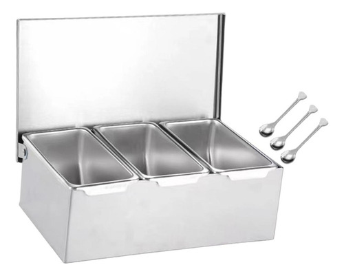 Caja De Condimentos De Acero Inoxidable, Caja De 3 Rejillas