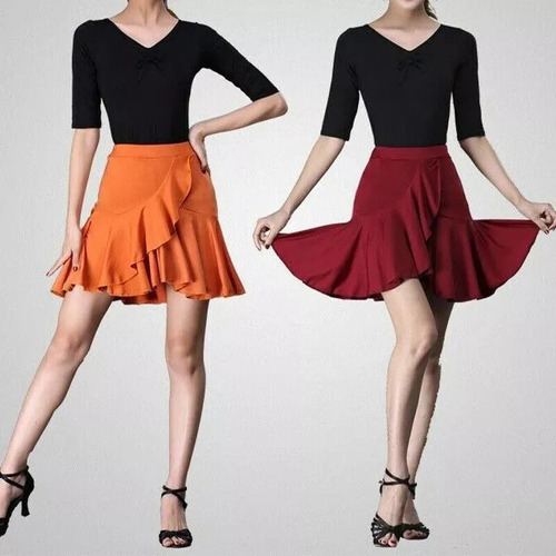 Falda De Baile Latino Para Mujer, Falda Con Volantes De Tang