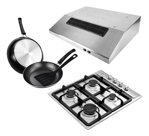 Pack Duetto Essential 60 Teka Parrilla + Campana + Sartenes Color Acero Inox