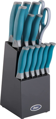 Oster ® Santoku Set De Cuchillos Con Base Y Tijeras 14 Pzas Color Azul