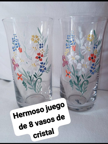 Juego De Vasos De Cristal Con Diseño De Flores 