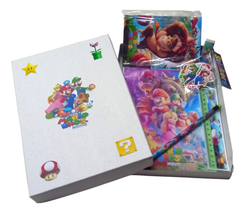 Cuaderno A5 De Super Mario Bros ( Box Con Varios Productos)