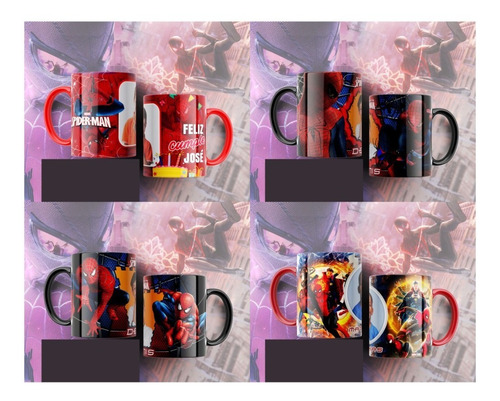 12 Plantillas Spiderman Taza Editbale Psd