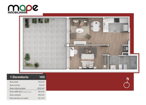 Imagen 7 de 7 de Apartamento De 1 Dormitorio En Malvín, U$s 70.300 + Cuotas