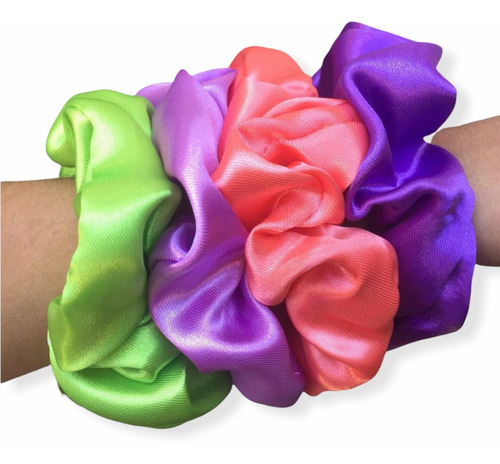 Imagen 4 de 10 de Scrunchies Raso Satén Colitas Para El Pelo Xmayor 24 U