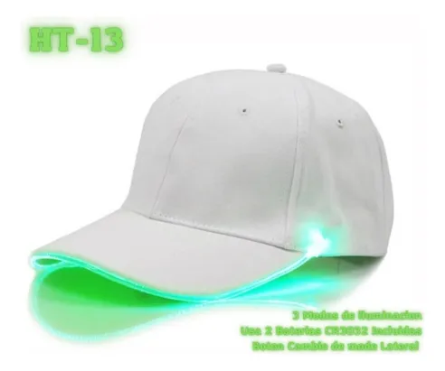 Gorra Led Blanca Luz Led Rojo