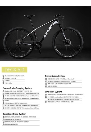 Bicicleta Mtb Fibra De Carbono Sava Deck 6.0 29 M Y L