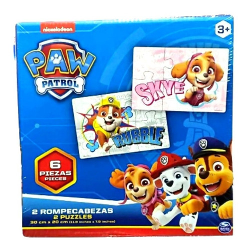 Rompecabezas Paw Patrol Nickelodeon 6 Piezas 2 En 1