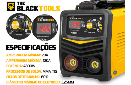 Máquina Inversora De Solda Eletrodo Mma 120a + Óculos E Luva