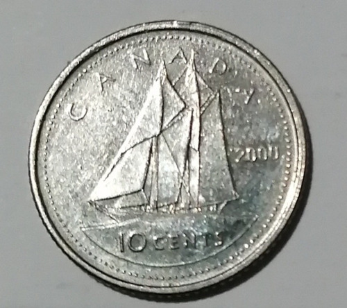 #90 10 Centavos De Dólar Canadiense (dime) 2000