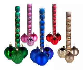 Tubo Bolas De Navidad 8cm Esferas Coloridas X 9 Unidades
