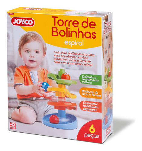 Brinquedo Educativo Torre De Bolinhas Espiral Bambola Joy.co Cor Sortidas