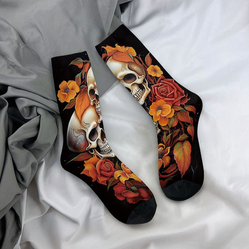 1 Par De Calcetines Redondos Unisex Con Estampado De Dos Cal