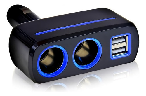 Cargador Derivador Split 12v Auto Al Encendedor+ 2 Doble Usb Color Negro