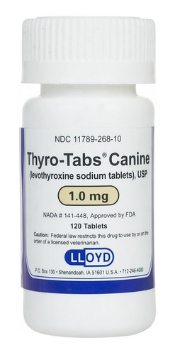 Imagen 1 de 3 de Thyrotabs Hipotiroidismo Perros 1.0mg X 120 Tabletas
