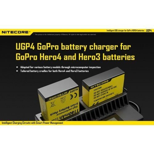 Carregador Usb Inteligente Nitecore Ugp4 P/ Gopro Hero 4 E 3