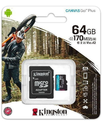 Kingston Memoria Micro Sd 64gb Go Plus 4k Ultrahd 170 Ppct