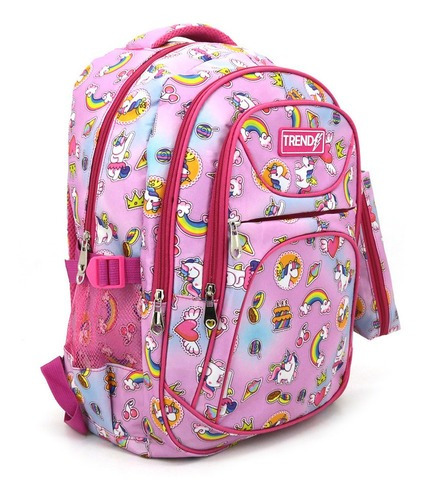 Mochila Escolar Niñas Escolar Trendy Nenas Colegio Primaria Color Rosa Diseño de la tela Fantasía