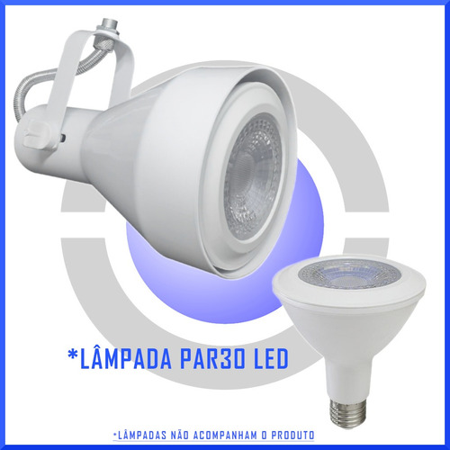 Imagem 2 de 7 de Trilho Spot Lampada Par30 Branco Preto Escovado - Funil