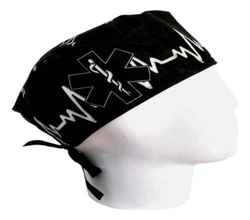 Gorro Quirúrgico Hombre + Lanyard Estrella De La Vida Negro