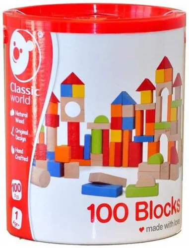 comprar Bloques Madera Balde Construccion Encastre Didactico X100 Cw