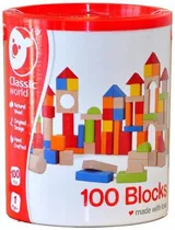 Comprar Bloques Madera Balde Construccion Encastre Didactico X100 Cw