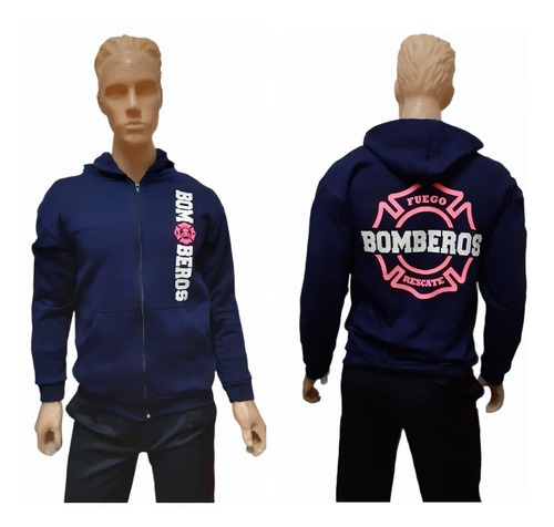 Campera Azul De Algodón Estampada 6 - Bomberos - Piscue